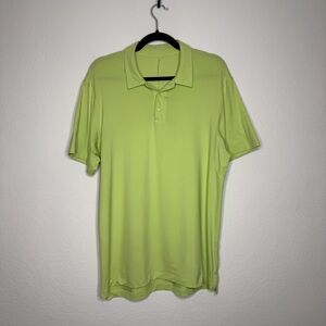 Lululemon Performance Polo Shirt Lime Green Snap Collar Lightweight Size L